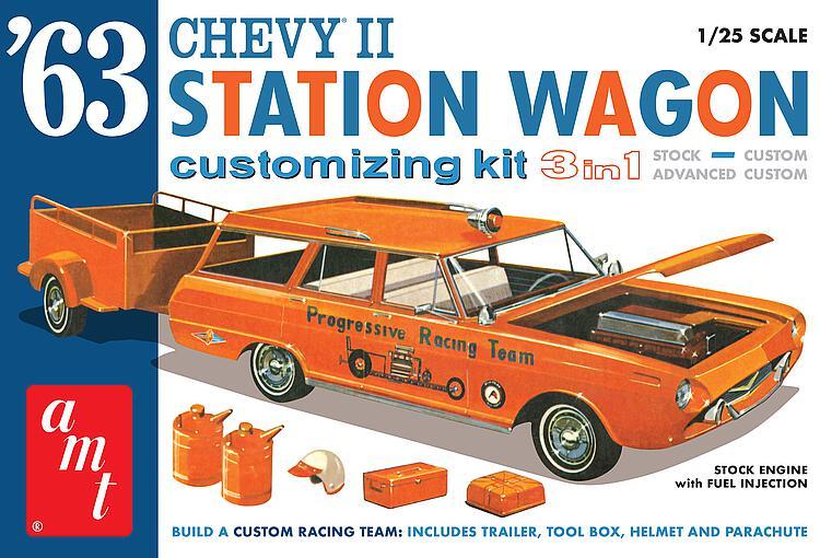 Station,5 günstig Kaufen-1963 Chevy II Station Wagon mit Anhänger. 1963 Chevy II Station Wagon mit Anhänger <![CDATA[AMT/MPC / 1201/12 / 1:25]]>. 