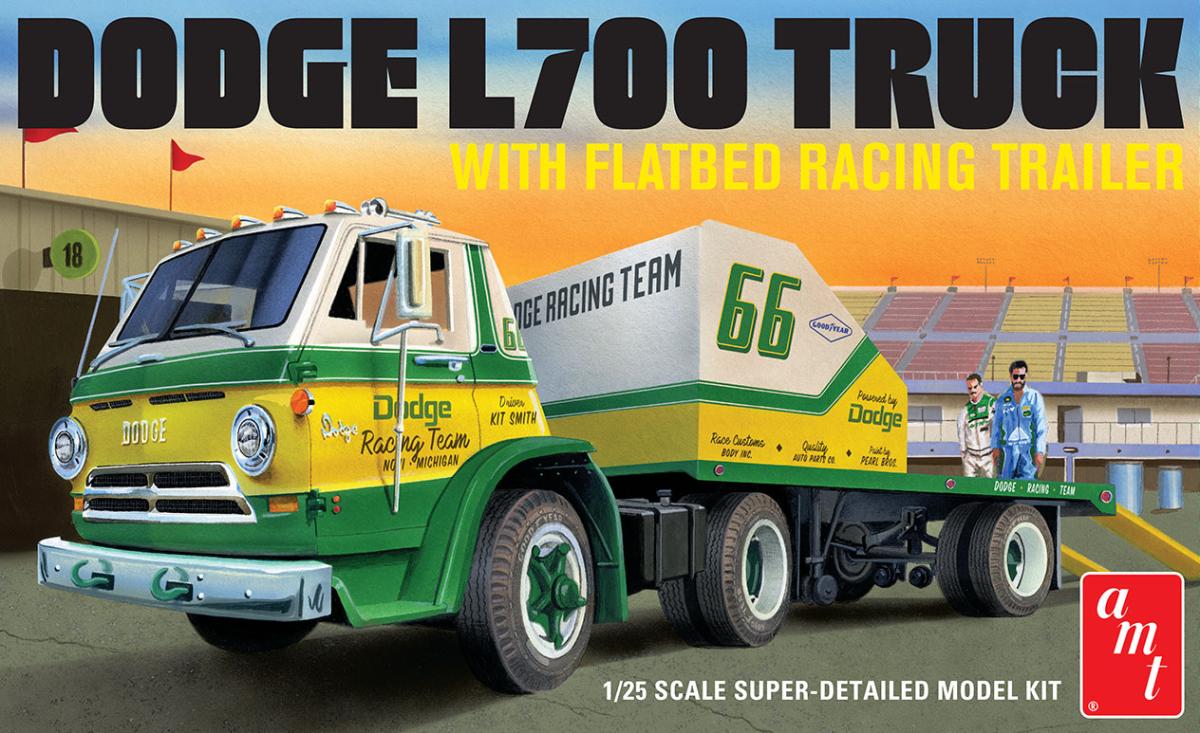 Truck günstig Kaufen-1966 Dodge L700 Truck w/Flatbed Racing Trailer. 1966 Dodge L700 Truck w/Flatbed Racing Trailer <![CDATA[AMT/MPC / 1368/12 / 1:25]]>. 