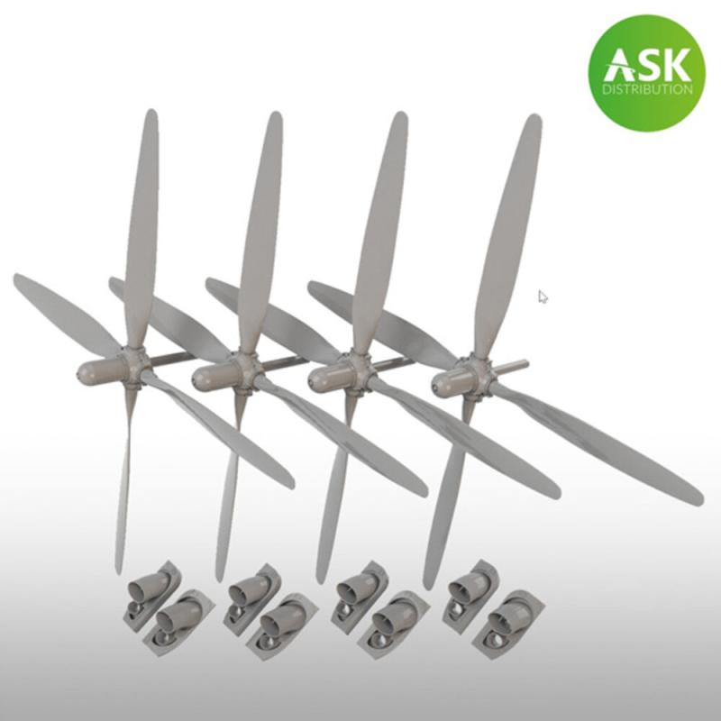 B-29 propeller - Set of 4 pc. and exhausts [Revell]