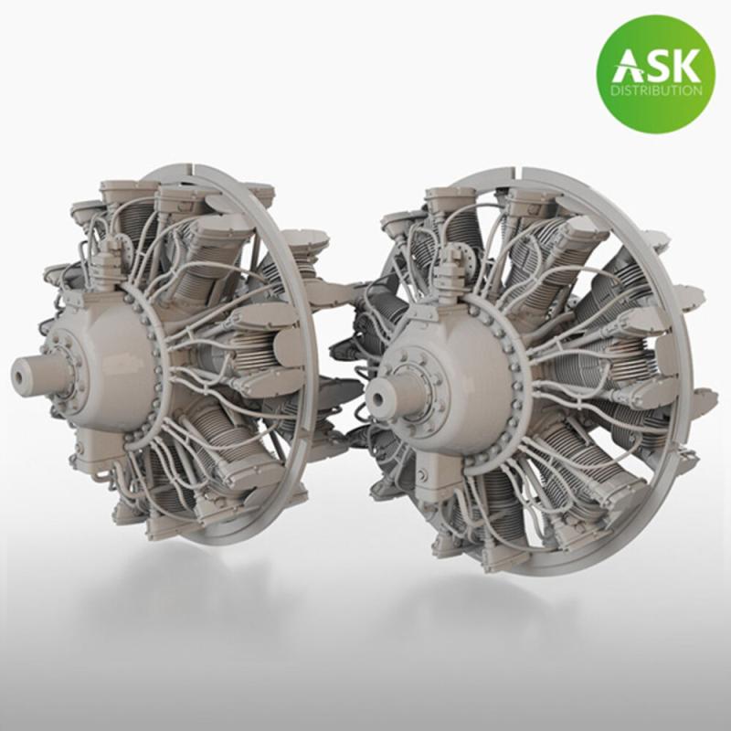 B-25 Mitchell – 2 pc. Engines Wright R-2600 [HK Model]