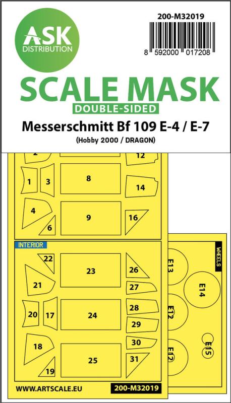 8592000017208 - Messerschmitt Bf 109E-4 & E-7 - Double-sided express masks [Hobby2000]