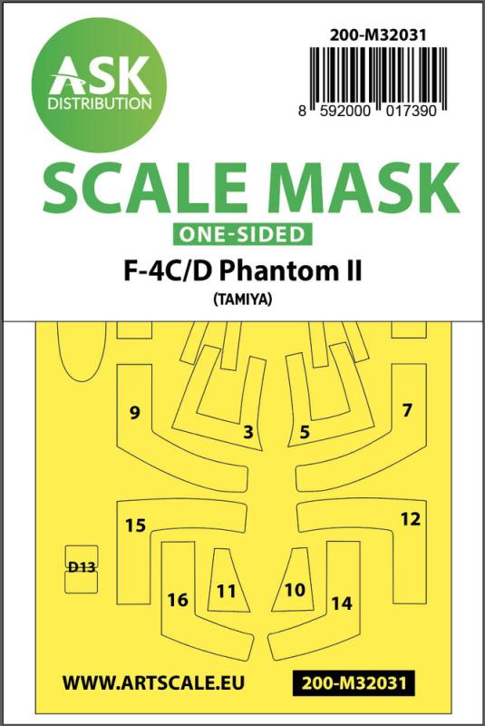 8592000017390 - F-4C D Phantom - One-sided mask [Tamiya]