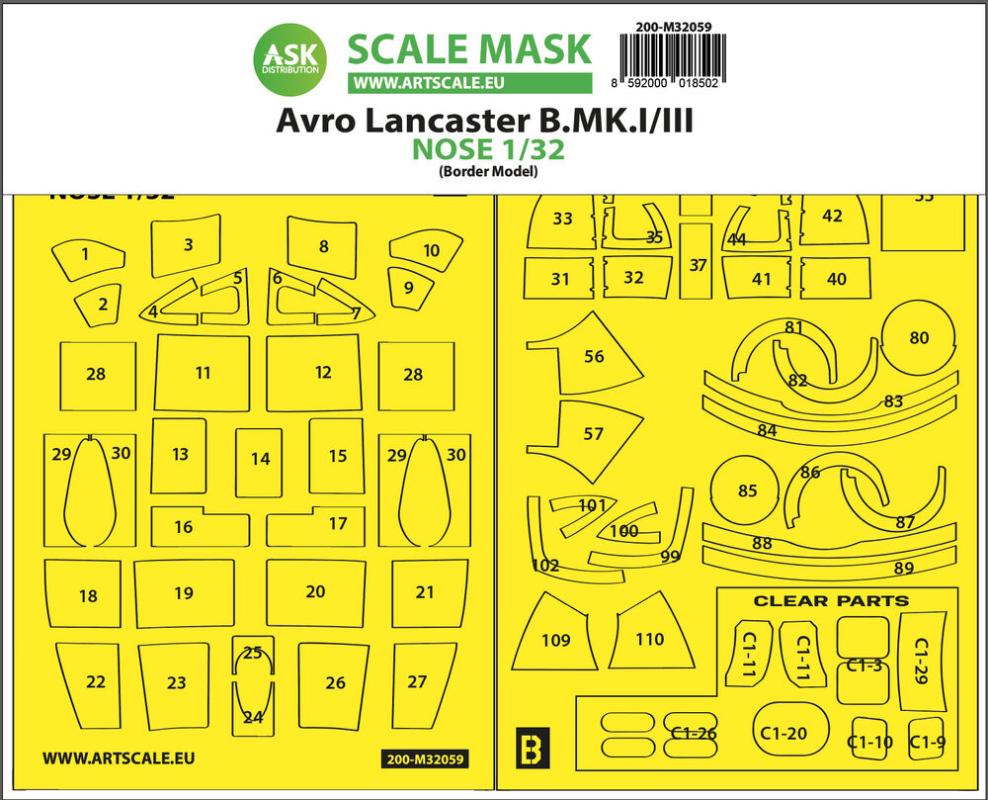 8592000018502 - Avro Lancaster - Nose kit express self adhesive masks [Border Model]