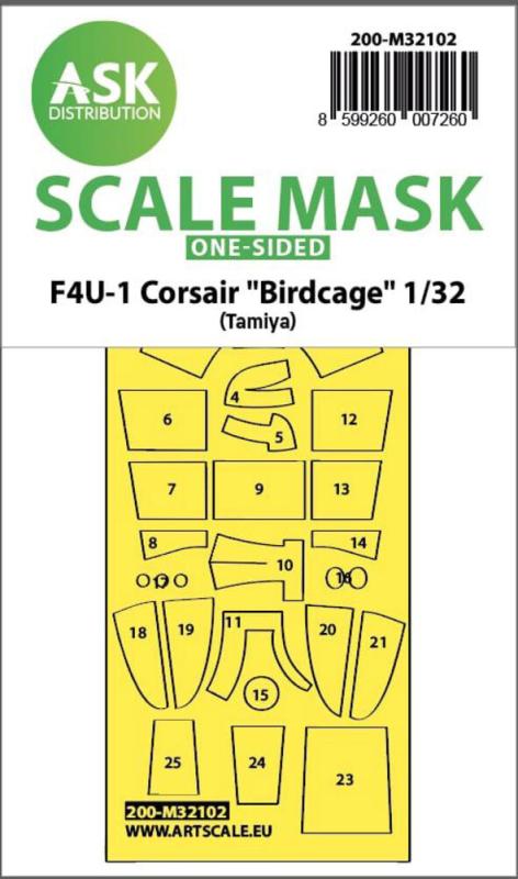 8599260007260 - F4U-1 Corsair Birdcage - One-sided express fit mask [Tamiya]