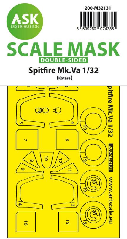8599260074385 - Spitfire MkVa - Double-sided express fit and self adhesive mask [Kotare]