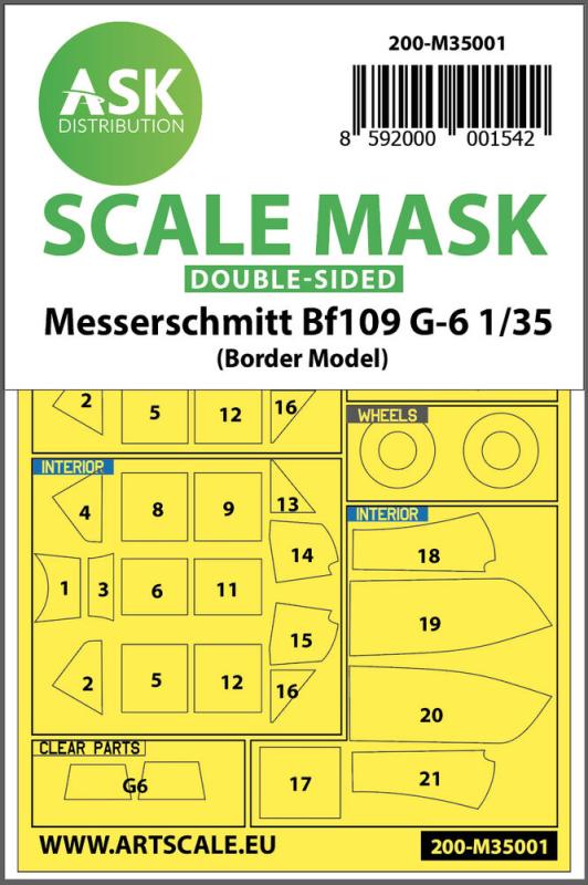 8592000001542 - Messerschmitt Bf 109G-6 - Double-sided painting mask [Border Model]