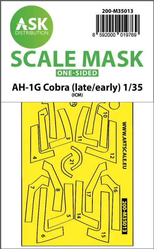 8592000019769 - AH-1G Cobra (early late) - One-sided express fit painting mask [ICM]