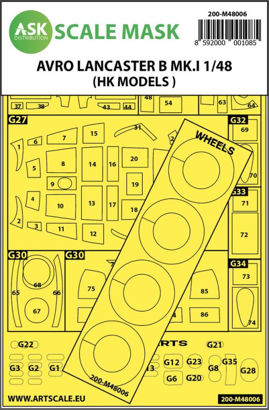 8592000001085 - Avro Lancaster MkI B outside painting mask [HK Models]
