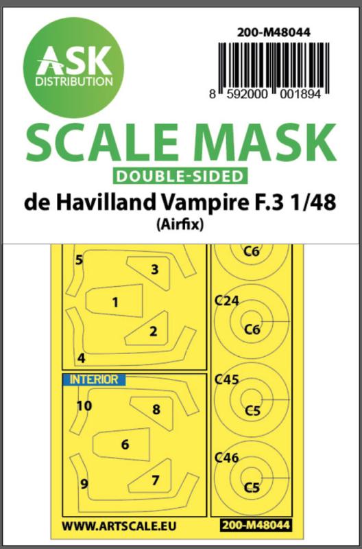 8592000001894 - De Havilland Vampire F3 - Double-sided painting mask [Airfix]