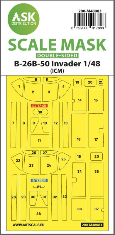 8592000017888 - B-26B-50 Invader - Double-sided mask self-adhesive pre-cutted [ICM]