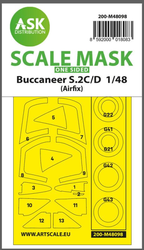 8592000018083 - Buccaneer S2C D - One-sided mask self-adhesive pre-cutted [Airfix]
