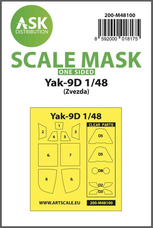8592000018175 - Yak-9D - One-sided express mask self-adhesive pre-cutted [Zvezda]