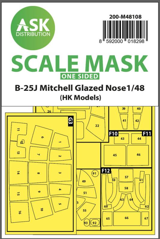 8592000018298 - B-25J Mitchell - One-sided mask self-adhesive pre-cutted [HK Models]