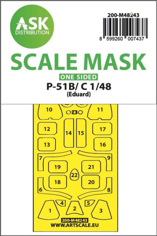8599260007437 - P-51B C Mustang - One-sided express fit mask [Eduard]