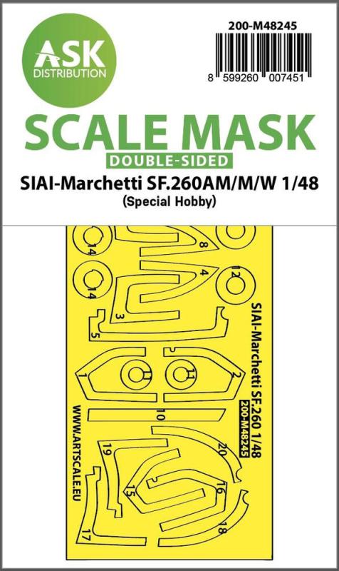 8599260007451 - SIAI-Marchetti SF260AM M W - Double-sided express fit mask [Special Hobby]