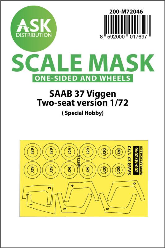 8592000017697 - SAAB 37 Viggen double seater - One-sided painting mask [Special Hobby]