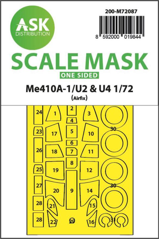 8592000019844 - Messerschmitt Me 410A-1 U2 & U4  - One-sided express fit mask [Airfix]
