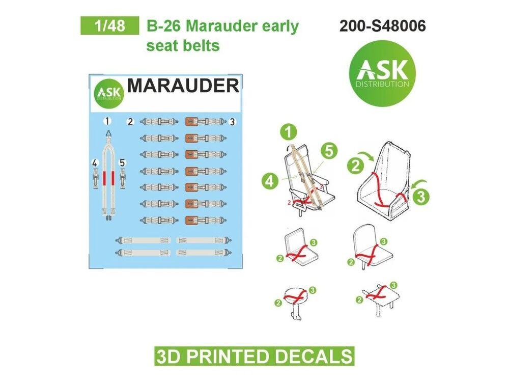 8599260023765 - B-26 Marauder early seat belts - 3D printed decals 8599260023765 - B-26 Marauder early seat belts - 3D printed decals