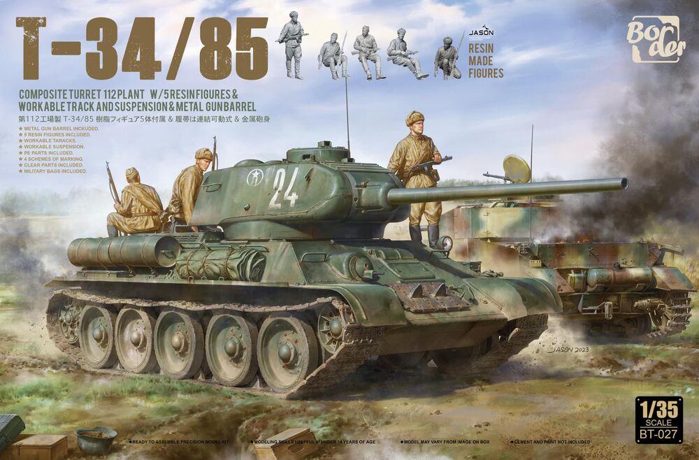T-34-85 Composite Turret 112 Plant w/5 Resin Figures & Workable Track and Suspension & Metal Gun Barrel