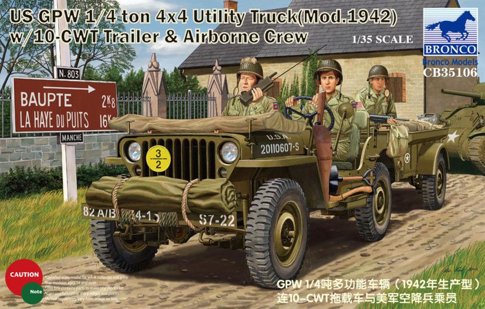 4x 10 günstig Kaufen-GPW 1/4 ton 4x4 Utility Track Mod.1942 w/10-CWT & Airborne Crew. GPW 1/4 ton 4x4 Utility Track Mod.1942 w/10-CWT & Airborne Crew <![CDATA[Bronco Models / CB35106 / 1:35]]>. 