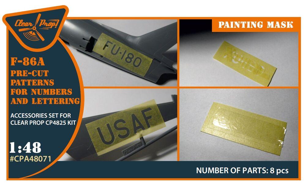 F-86A - Pre-cut patterns for numbers and lettering painting mask [Clear Prop]