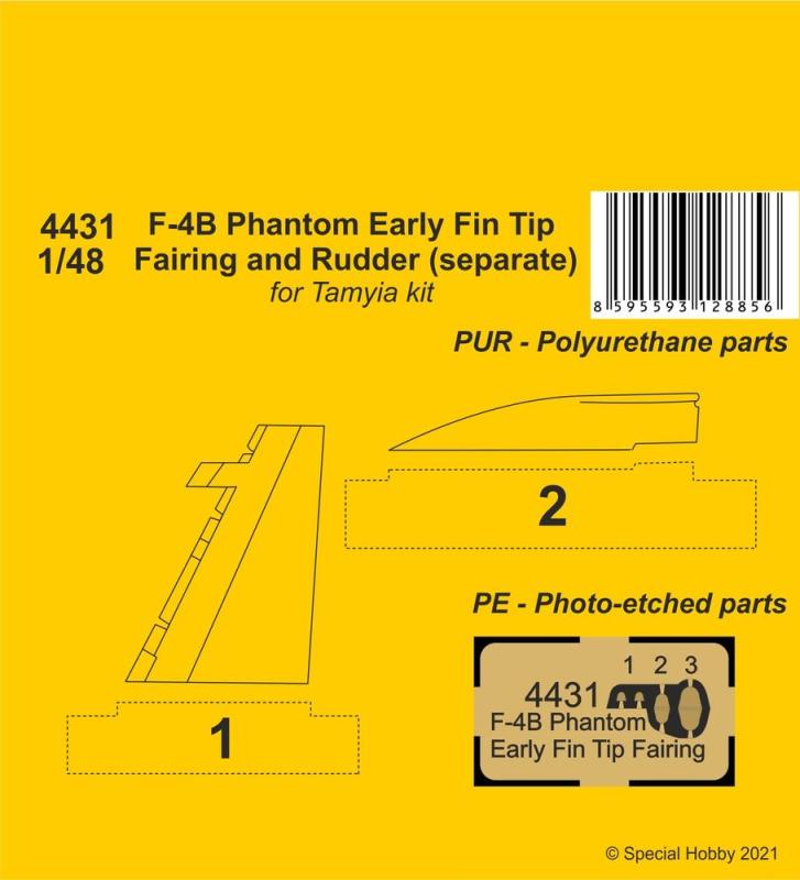 8595593128856 - CMK 4431 - F-4B Phantom Early Fin Tip Fairing and Rudder (separate) in 148 8595593128856 - CMK 4431 - F-4B Phantom Early Fin Tip Fairing and Rudder (separate) in 148