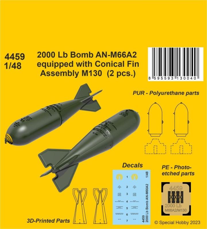 59 1 günstig Kaufen-2000 Lb Bomb AN-M66A2 equipped with Conical Fin Assembly M130 (2 pcs.). 2000 Lb Bomb AN-M66A2 equipped with Conical Fin Assembly M130 (2 pcs.) <![CDATA[CMK / 4459 / 1:48]]>. 