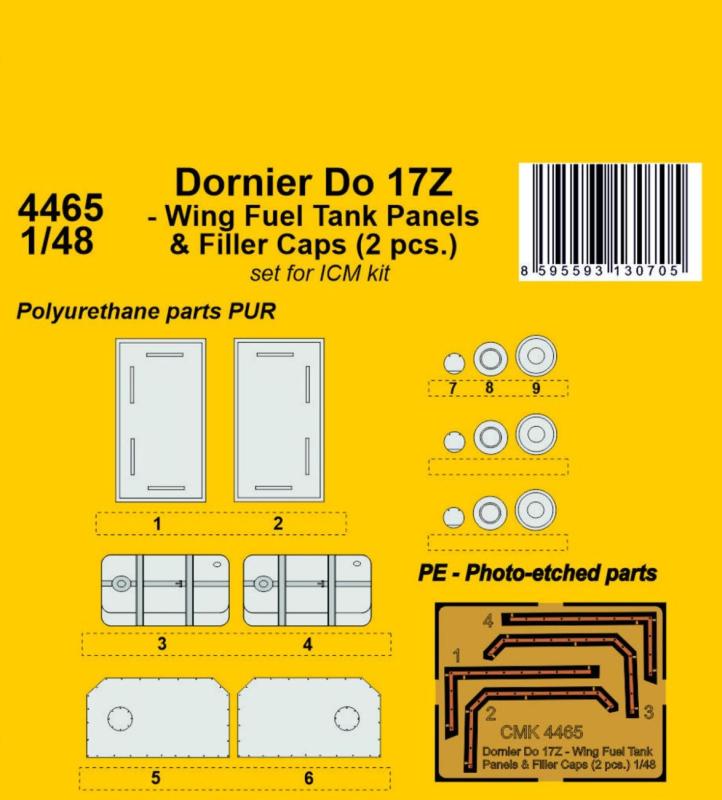 Tank T günstig Kaufen-Dornier Do 17Z - Wing Fuel Tank Panels & Filler Caps (2 pcs.) [ICM]. Dornier Do 17Z - Wing Fuel Tank Panels & Filler Caps (2 pcs.) [ICM] <![CDATA[CMK / 4465 / 1:48]]>. 