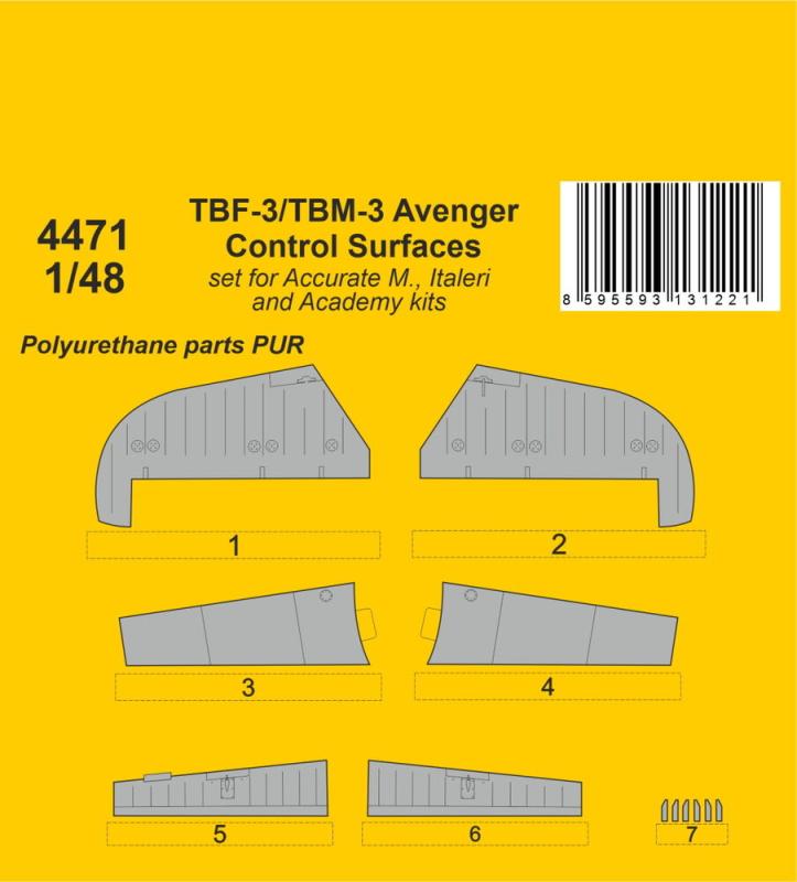 71 cm günstig Kaufen-TBF-3/TBM-3 Avenger Control Surfaces. TBF-3/TBM-3 Avenger Control Surfaces <![CDATA[CMK / 4471 / 1:48]]>. 