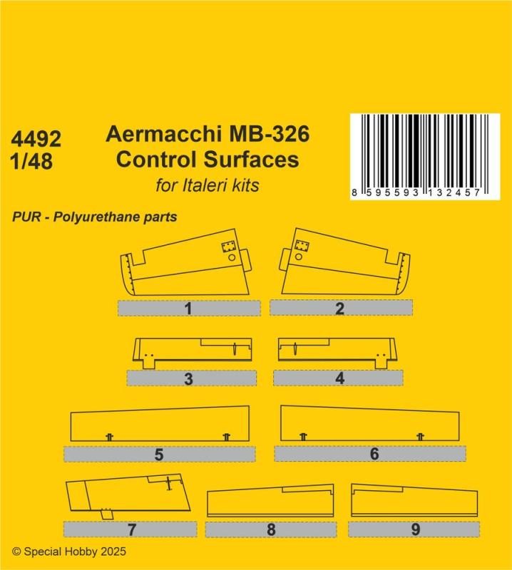 8595593132457 - Aermacchi MB-326 Control Surfaces [Italeri]