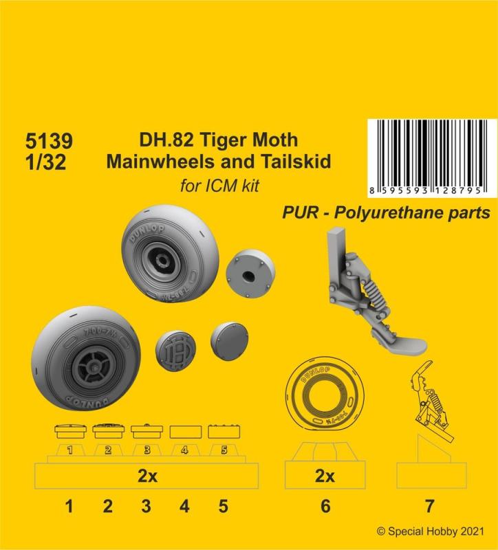 82 Tiger günstig Kaufen-DH.82 Tiger Moth - Mainwheels and Tailskid [ICM]. DH.82 Tiger Moth - Mainwheels and Tailskid [ICM] <![CDATA[CMK / 5139 / 1:32]]>. 