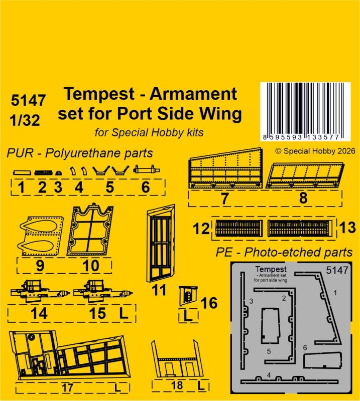 8595593133577 - Tempest - Armament set for Port Side Wing [Special Hobby]