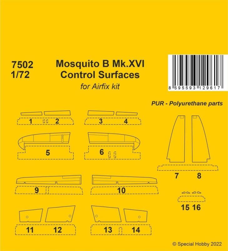 8595593129617 - CMK 129-7502 - 172 Mosquito B MkXVI Control Surfaces   for 1 72 Airfix kit