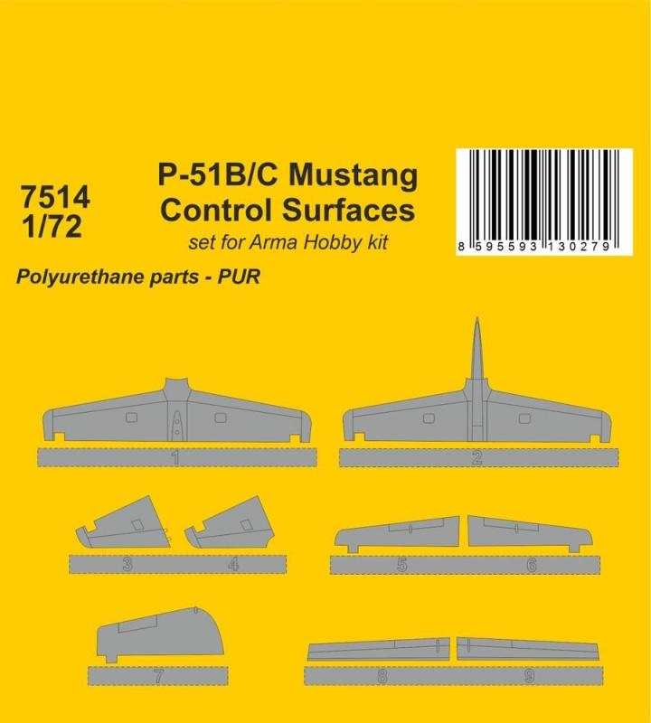 8595593130279 - P-51B C Mustang Control Surfaces [Arma Hobby]