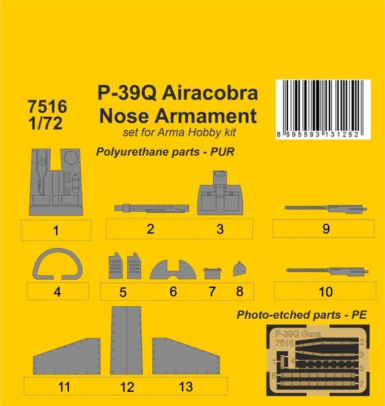 39Q Airacobra günstig Kaufen-P-39Q Airacobra - Nose Armament  [Arma Hobby]. P-39Q Airacobra - Nose Armament  [Arma Hobby] <![CDATA[CMK / 7516 / 1:72]]>. 