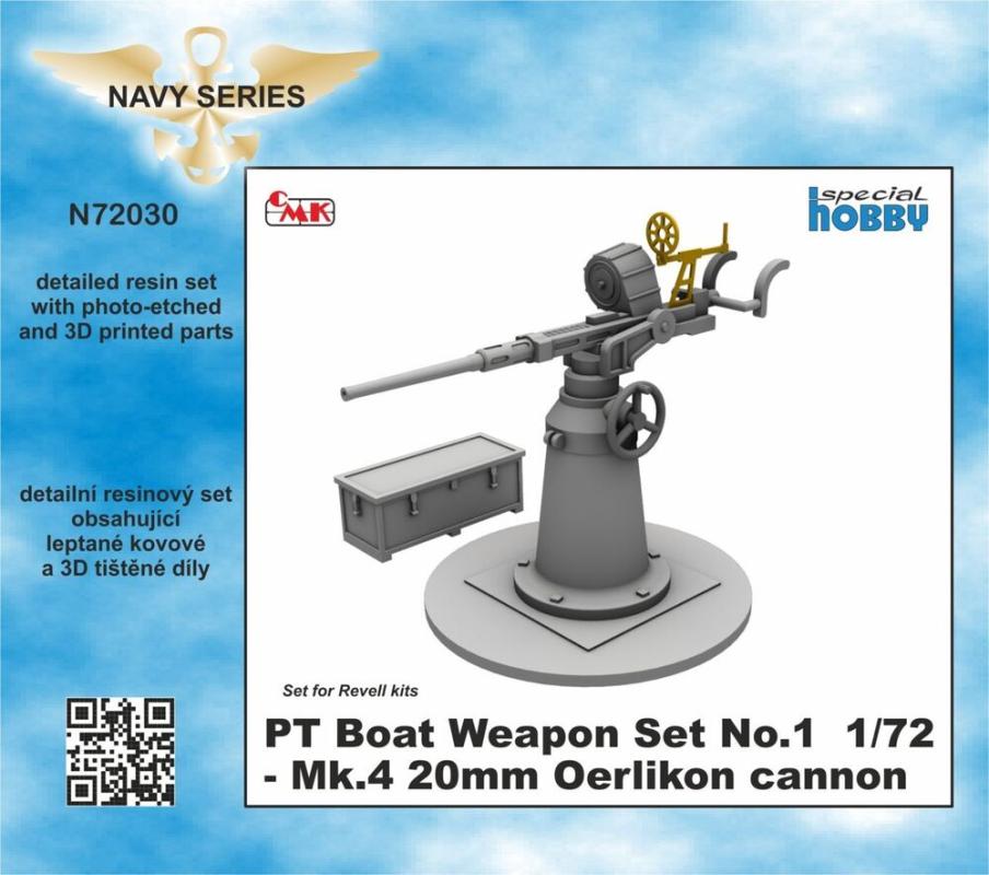 8595593130118 - CMK N72030 - 172 PT Boat Weapon Set No1 - Mk4 20mm Oerlikon cannon 8595593130118 - CMK N72030 - 172 PT Boat Weapon Set No1 - Mk4 20mm Oerlikon cannon