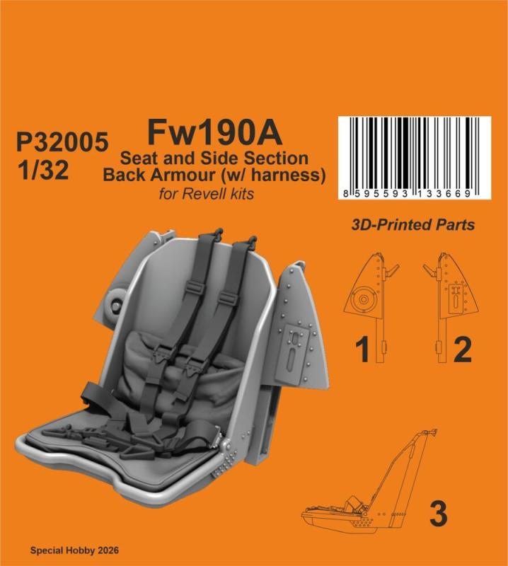 Fw190A - Seat and Side Section Back Armour (w/ harness) [Revell]