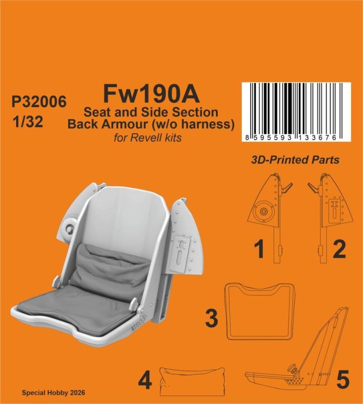 Fw190A – Seat and Side Section Back Armour (w/o harness) [Revell]
