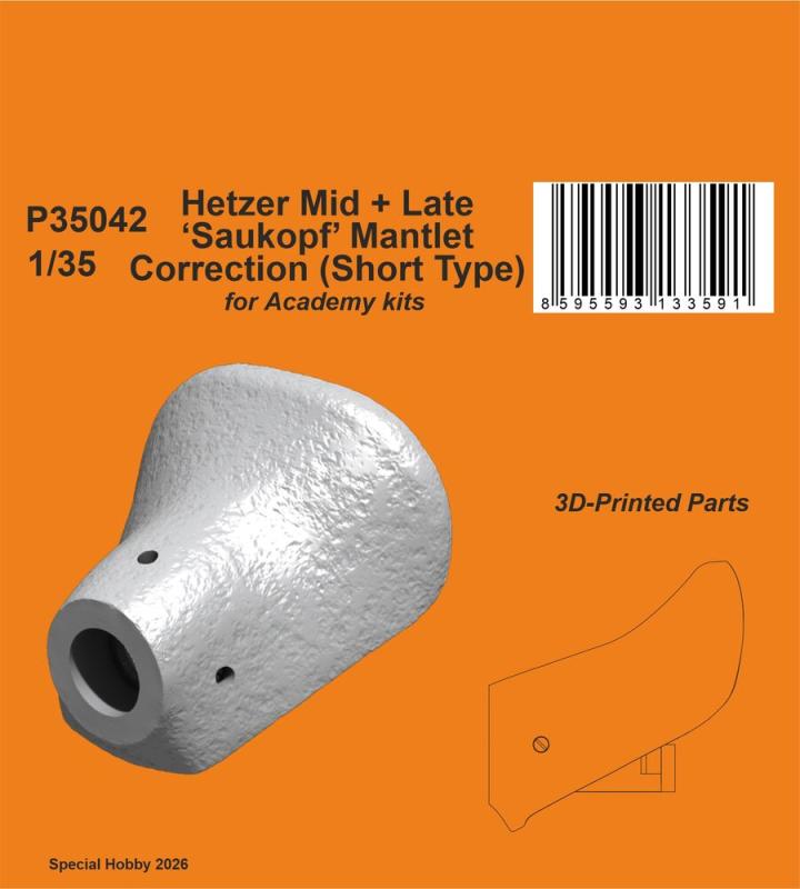 8595593133591 - Hetzer Mid + Late Saukopf Mantlet Correction (Short Type) [Academy]