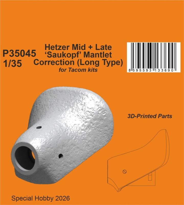 Hetzer Mid + Late Saukopf Mantlet Correction (Long Type) [Takom]