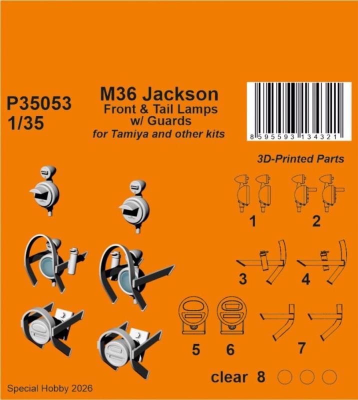 M36 Jackson Front Headlights w/ Guards [Tamiya]