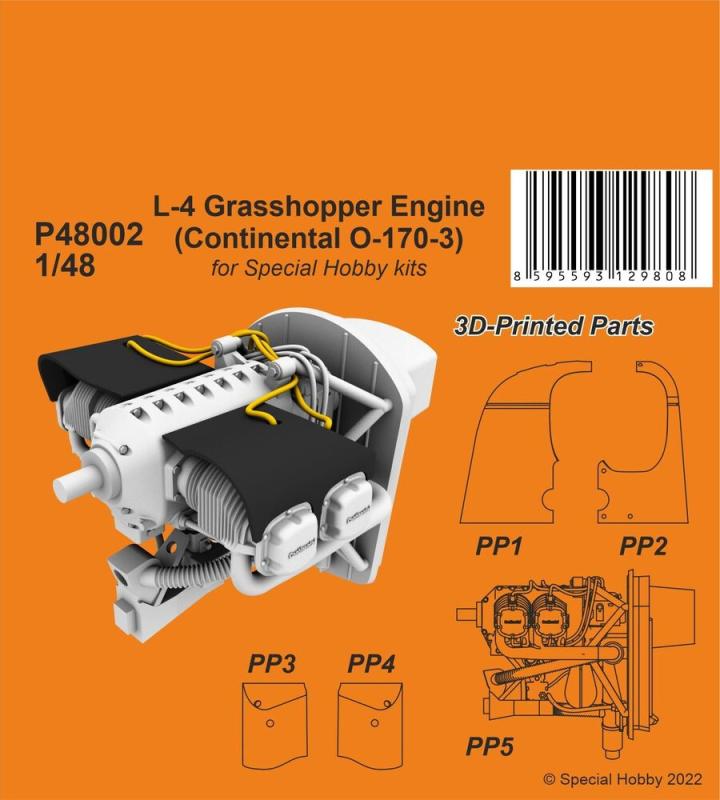 8595593129808 - CMK P48002 - 148 L-4 Grasshopper Engine (Continental O-170-3) 8595593129808 - CMK P48002 - 148 L-4 Grasshopper Engine (Continental O-170-3)