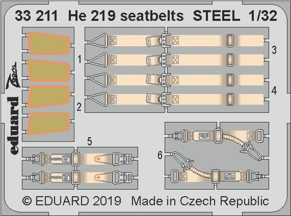 8591437536153 - 33211 - He 219 seatbelts STEEL for Revell in 132