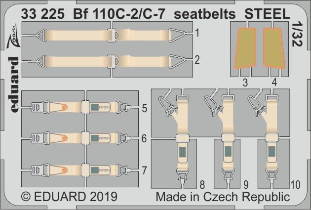 8591437539987 - Messerschmitt Bf 110 C-2 C-7 - Seatbelts STEEL [Revell]