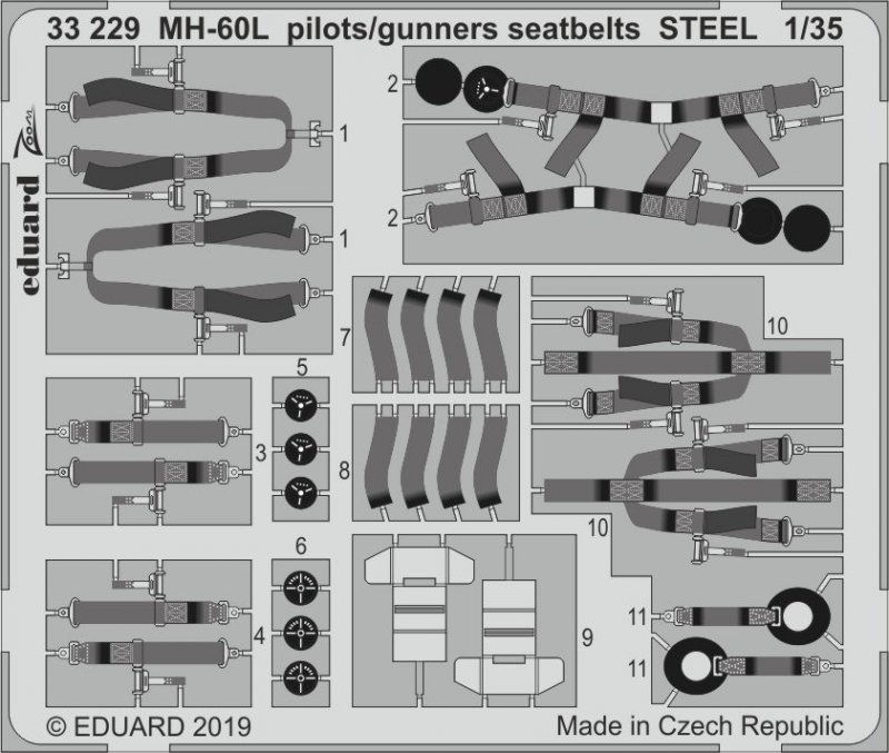 8591437541768 - 33229 - MH-60L pilots gunners seatbelts STEEL for Kitty Hawk in 135 8591437541768 - 33229 - MH-60L pilots gunners seatbelts STEEL for Kitty Hawk in 135