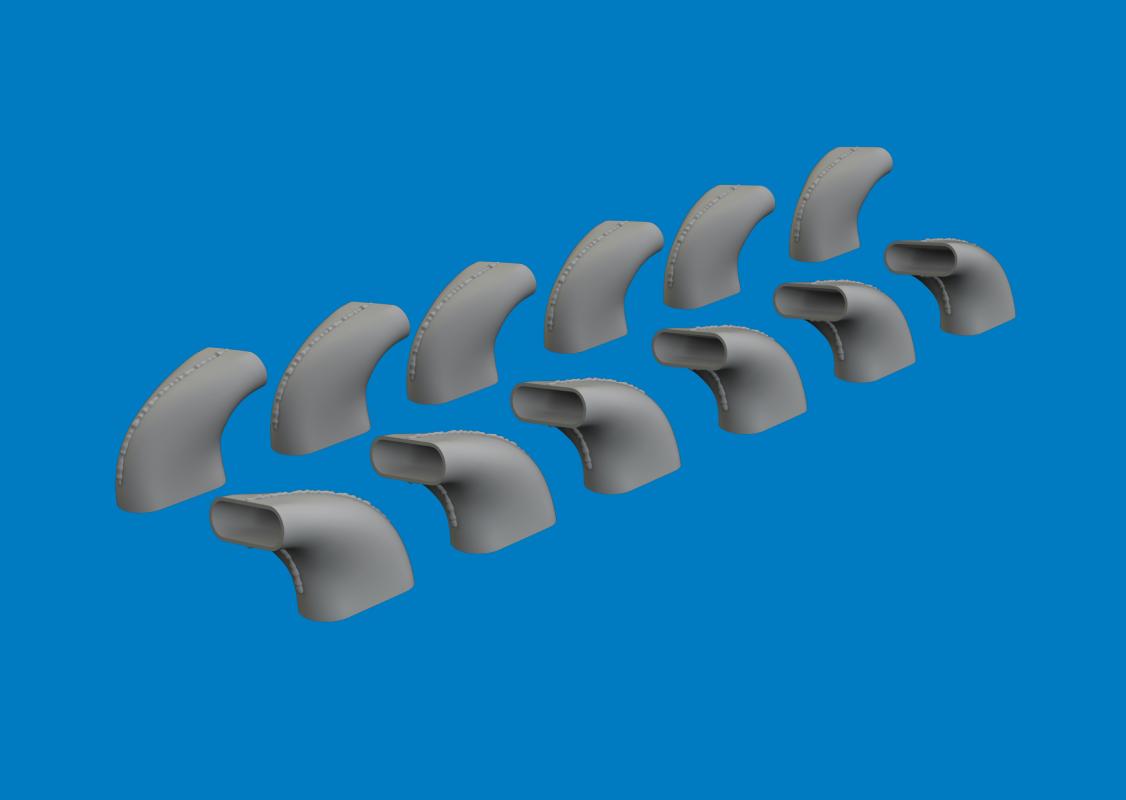 Bf 109G-5/6 – Exhaust stacks – Print [Airfix]