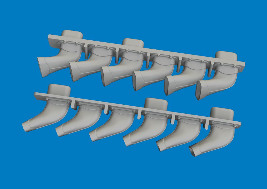 Spitfire Mk.V – Six-stacks exhaust fishtail – Print [Eduard]