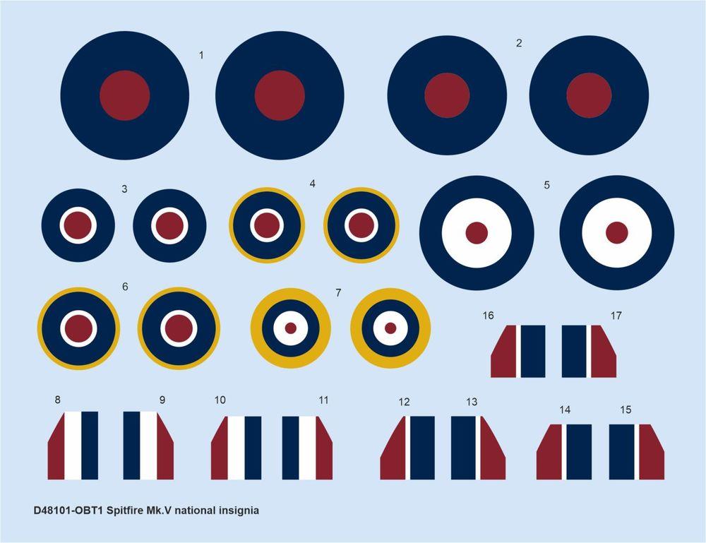 Spitfire F günstig Kaufen-Spitfire Mk.V - National insignia [Eduard]. Spitfire Mk.V - National insignia [Eduard] <![CDATA[Eduard / D48101 / 1:48]]>. 