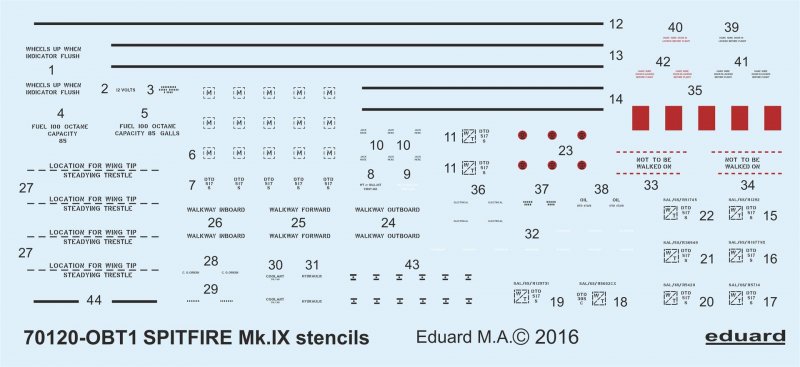 8591437509287 - Spitfire MkIX - Stencils [Eduard]