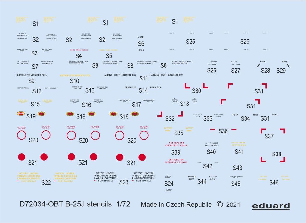 8591437562039 - D72034 - B-25J stencils 1 72 for HASEGAWA REVELL in 172 8591437562039 - D72034 - B-25J stencils 1 72 for HASEGAWA REVELL in 172